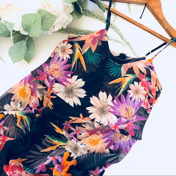 {Aqua} Vibrant Floral hi-low hem dress - Picture 7 of 13